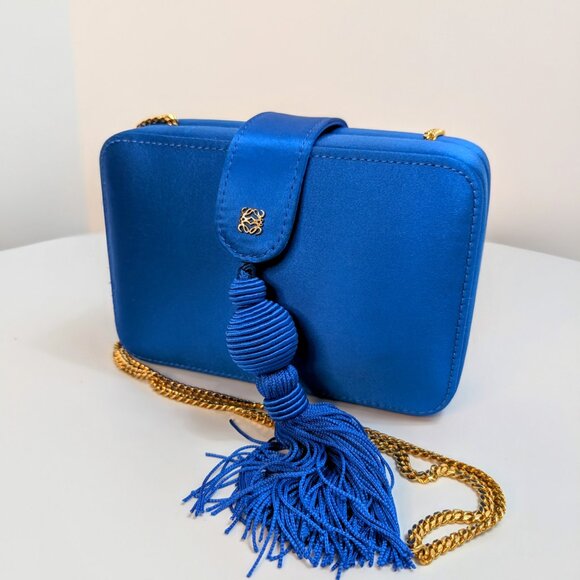 Loewe Blue Box Chain Clutch with Tassel - Picture 15 of 16